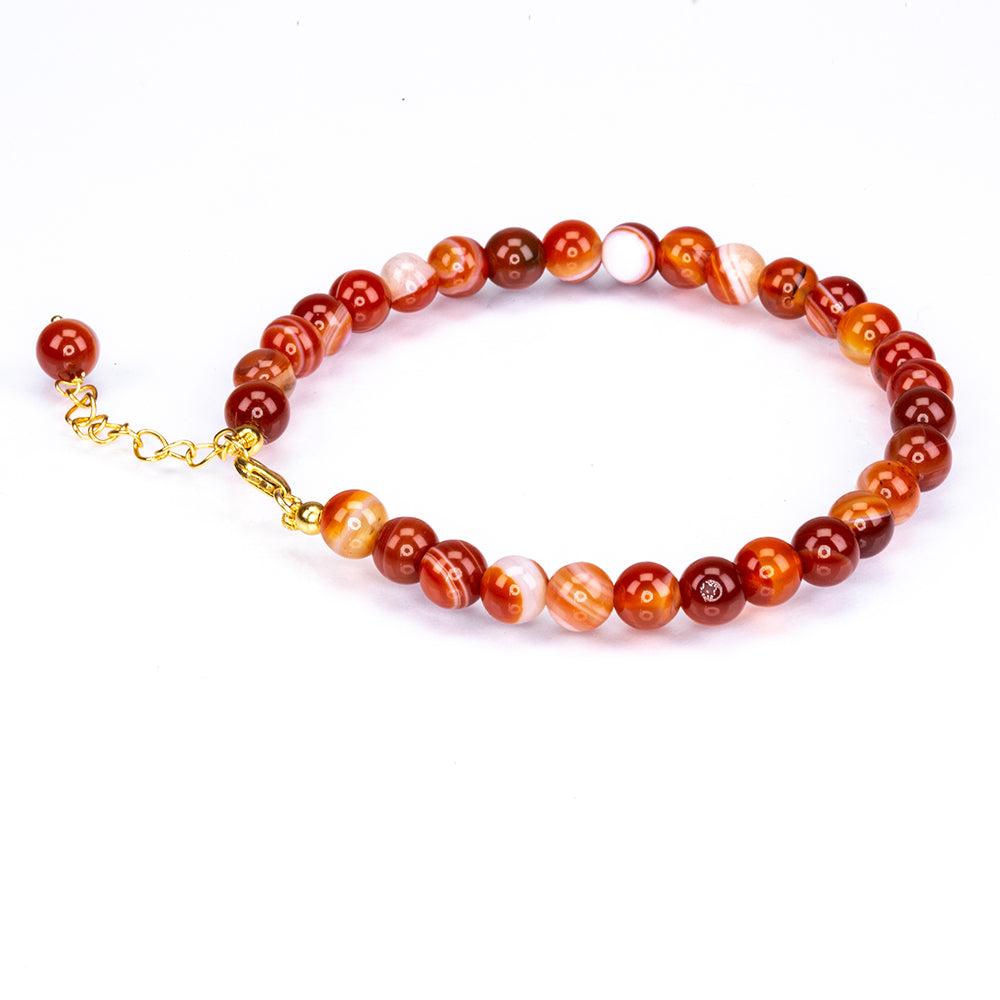Conjunto de Plata Bañada en Oro con Ágata Roja ( Collar +Pendientes +Pulsera )