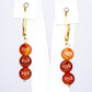 Conjunto de Plata Bañada en Oro con Ágata Roja ( Collar +Pendientes +Pulsera )