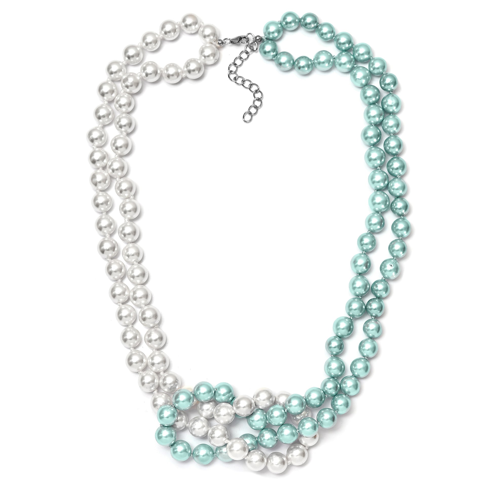 Collar de Plata con Perla blanca de agua dulce y Perla Verde 1 