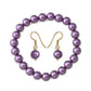 Conjunto de Plata Bañada en Oro con Perla de concha ( Pendientes +Pulsera )