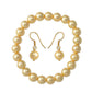 Conjunto de Plata Bañada en Oro con Perla de concha ( Pendientes +Pulsera )