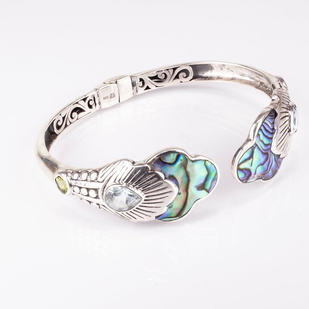 Pulsera de Plata con Concha de abulón y Lapislázuli
