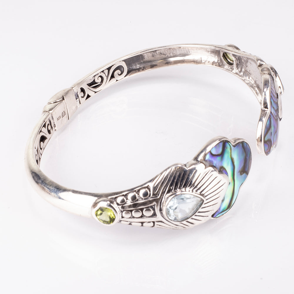 Pulsera de Plata con Concha de abulón y Lapislázuli