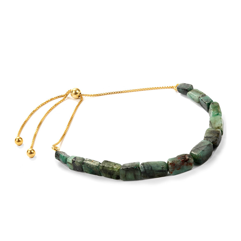Pulsera de Plata Bañada en Oro con Esmeralda de Brasil 1 