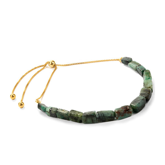 Pulsera de Plata Bañada en Oro con Esmeralda de Brasil