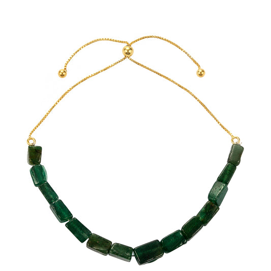 Pulsera de Plata Bañada en Oro con Anenturina Verde