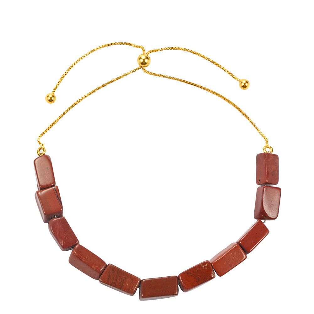 Pulsera de Plata Bañada en Oro con Jaspe rojo
