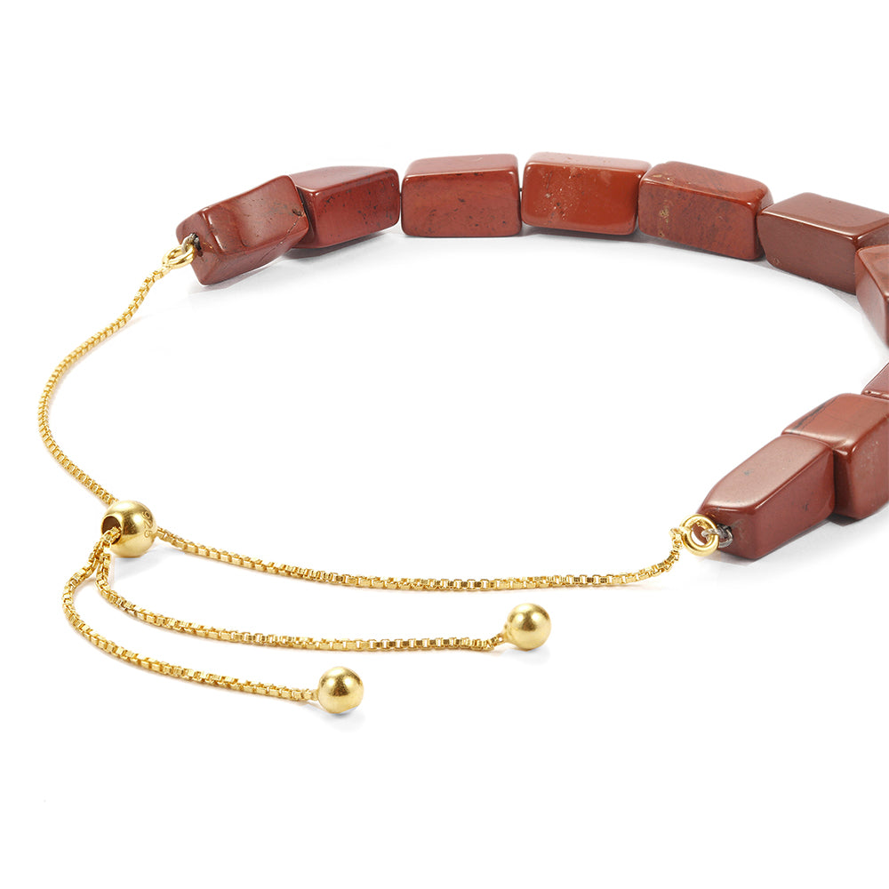 Pulsera de Plata Bañada en Oro con Jaspe rojo 3 