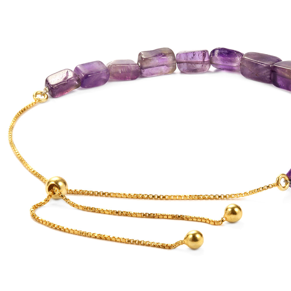 Pulsera de Plata Bañada en Oro con Amatista de Brasil 3 