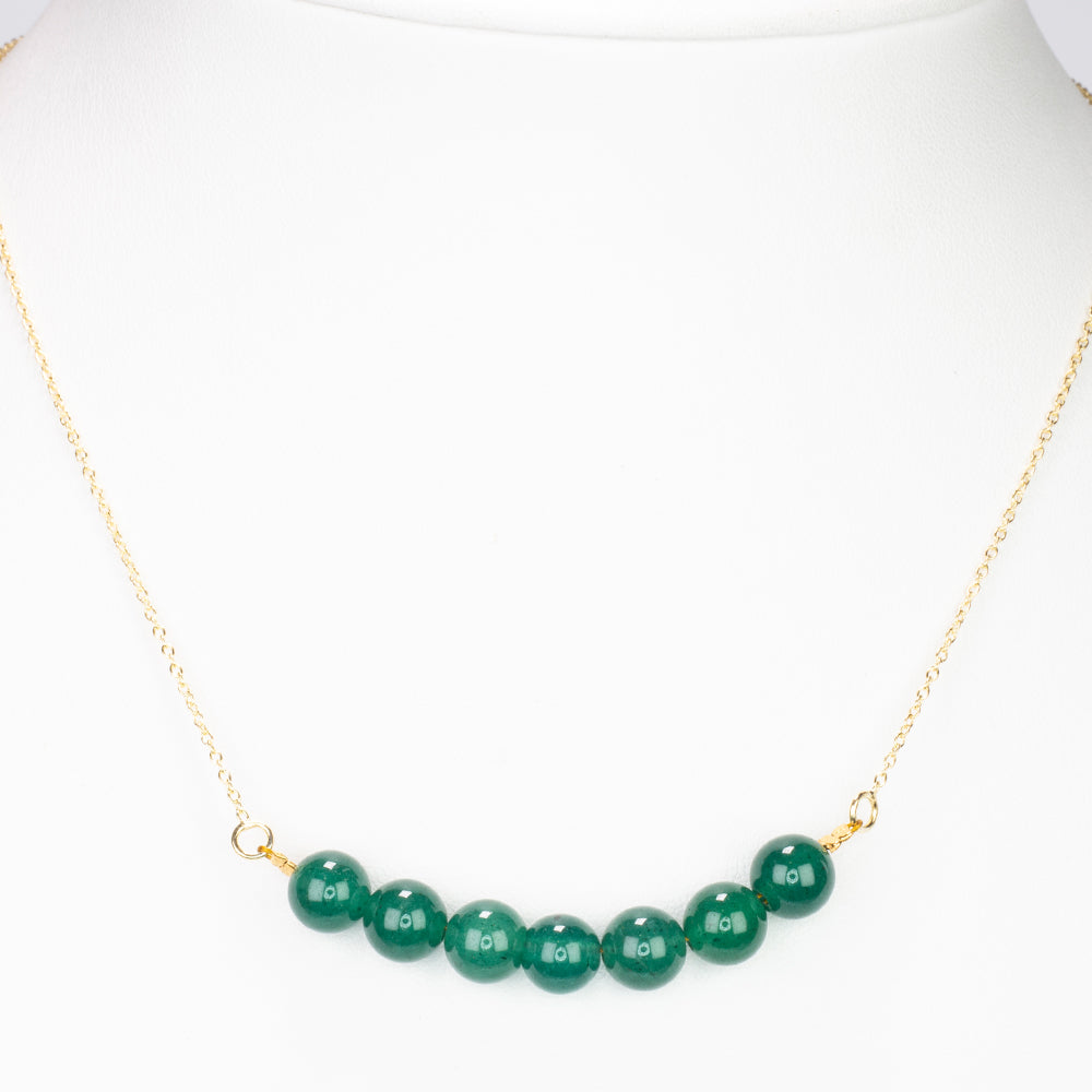 Collar de Plata Bañada en Oro con Jade Verde 5 