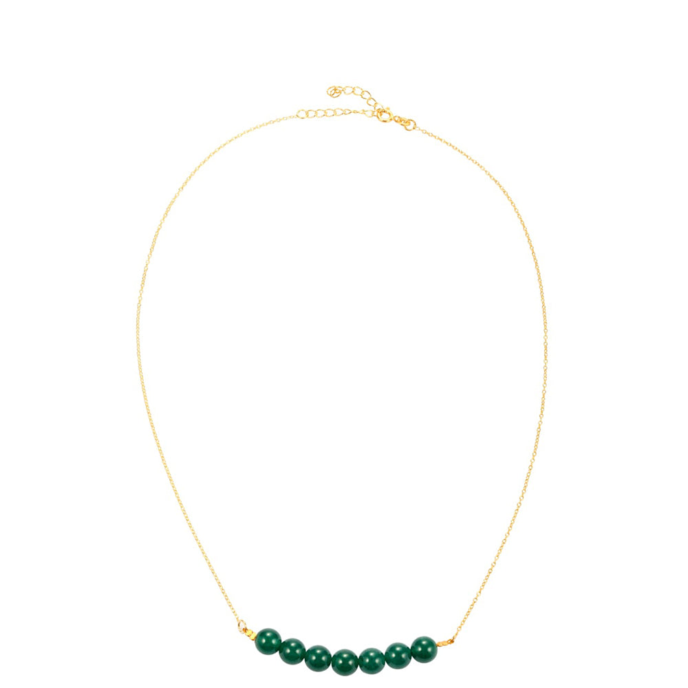 Collar de Plata Bañada en Oro con Jade Verde