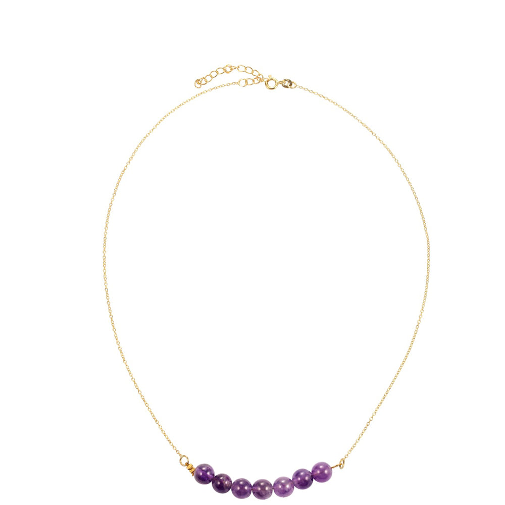 Collar de Plata Bañada en Oro con Amatista de Brasil
