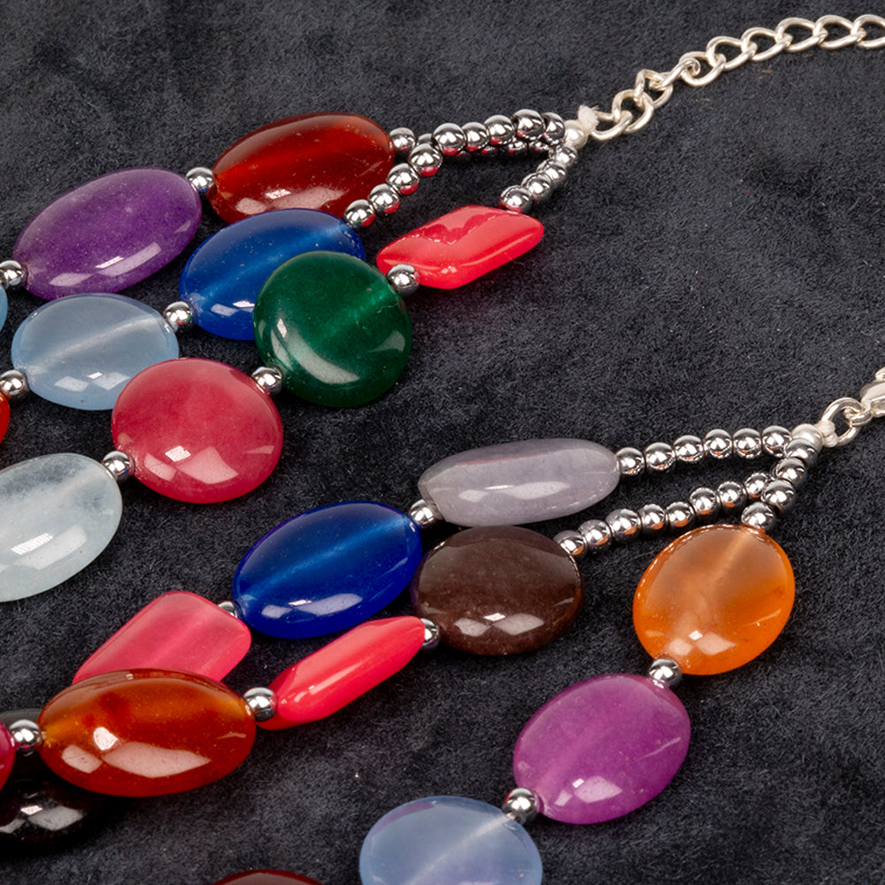 Collar de Aleación Bañado en Oro con Jade 4 