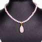 Collar de Aleación Bañado en Oro con Cuarzo Rosado