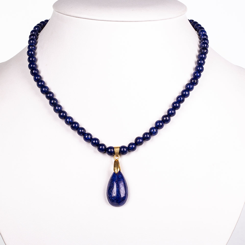 Collar de Aleación Bañado en Oro con Lapislázuli