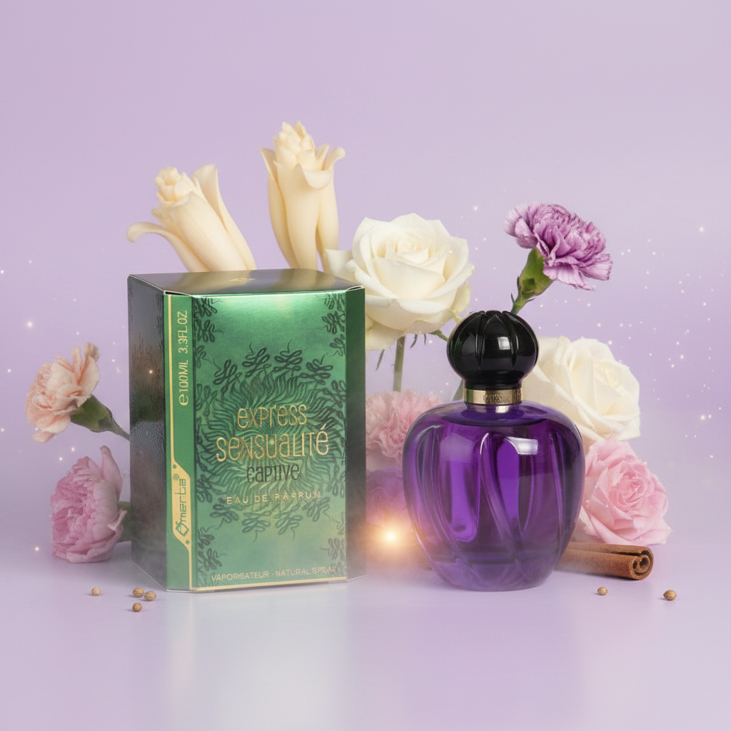 100 ml Eau de Perfume "EXPRESS SENSUALITE CAPTIVE" Fragancia Floral Frutal para Mujer, con contenido de aceite de fragancia 6%