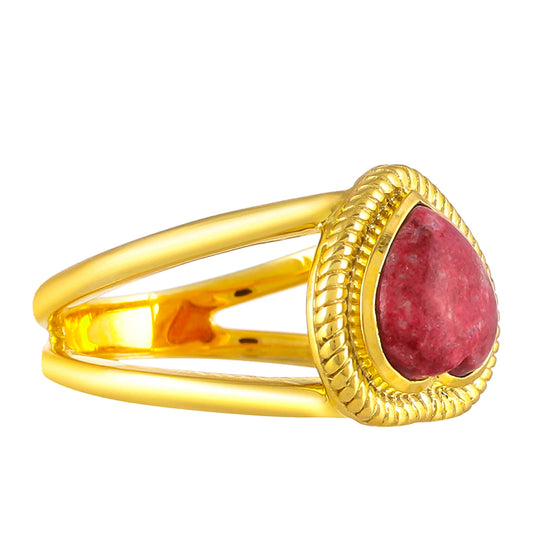 Anillo de Plata Bañada en Oro con Thulita