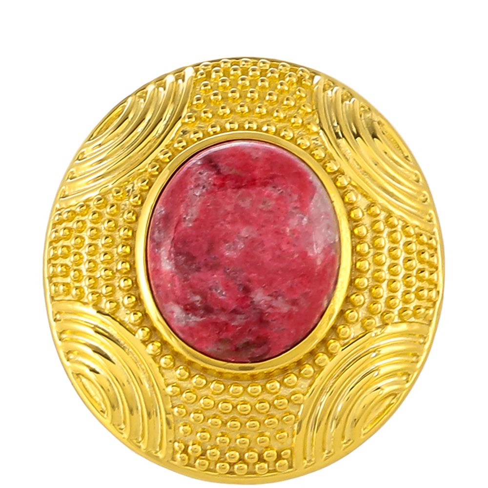 Anillo de Plata Bañada en Oro con Thulita 1 