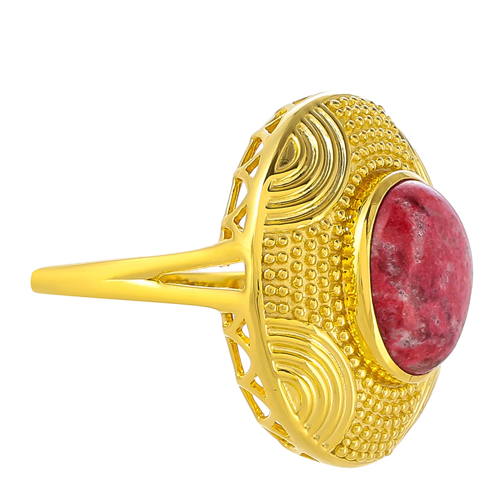 Anillo de Plata Bañada en Oro con Thulita 2 