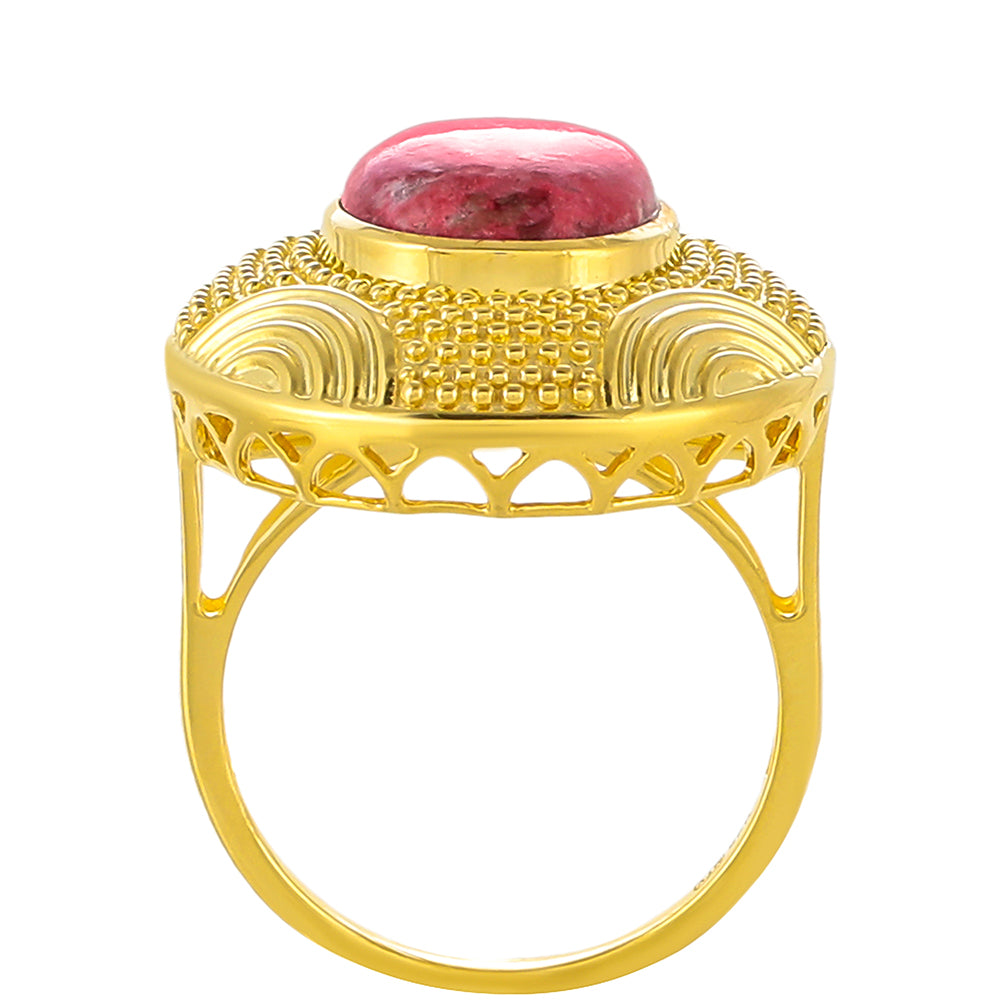 Anillo de Plata Bañada en Oro con Thulita 4 