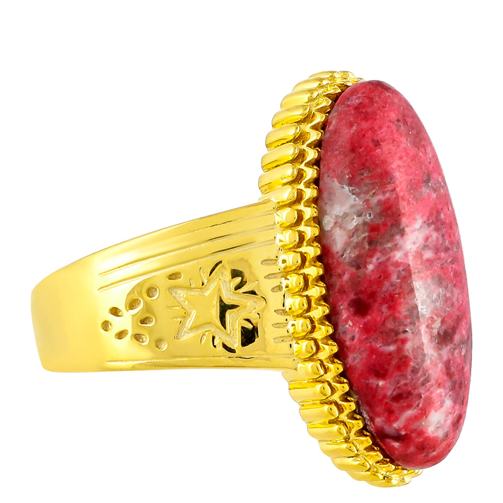 Anillo de Plata Bañada en Oro con Thulita