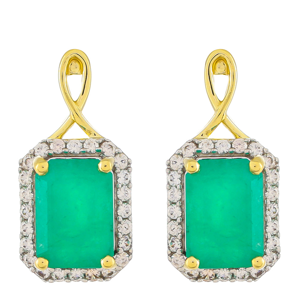 Pendientes de Oro 9K con Esmeralda de Zambia y Zircón natural 1 