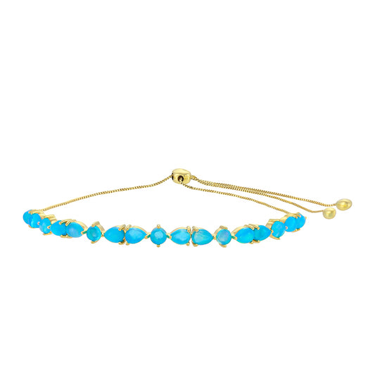 Pulsera de Oro 9K con Ópalo Azul de Etiopía