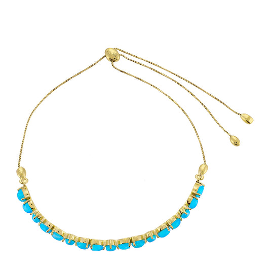 Pulsera de Oro 9K con Ópalo Azul de Etiopía