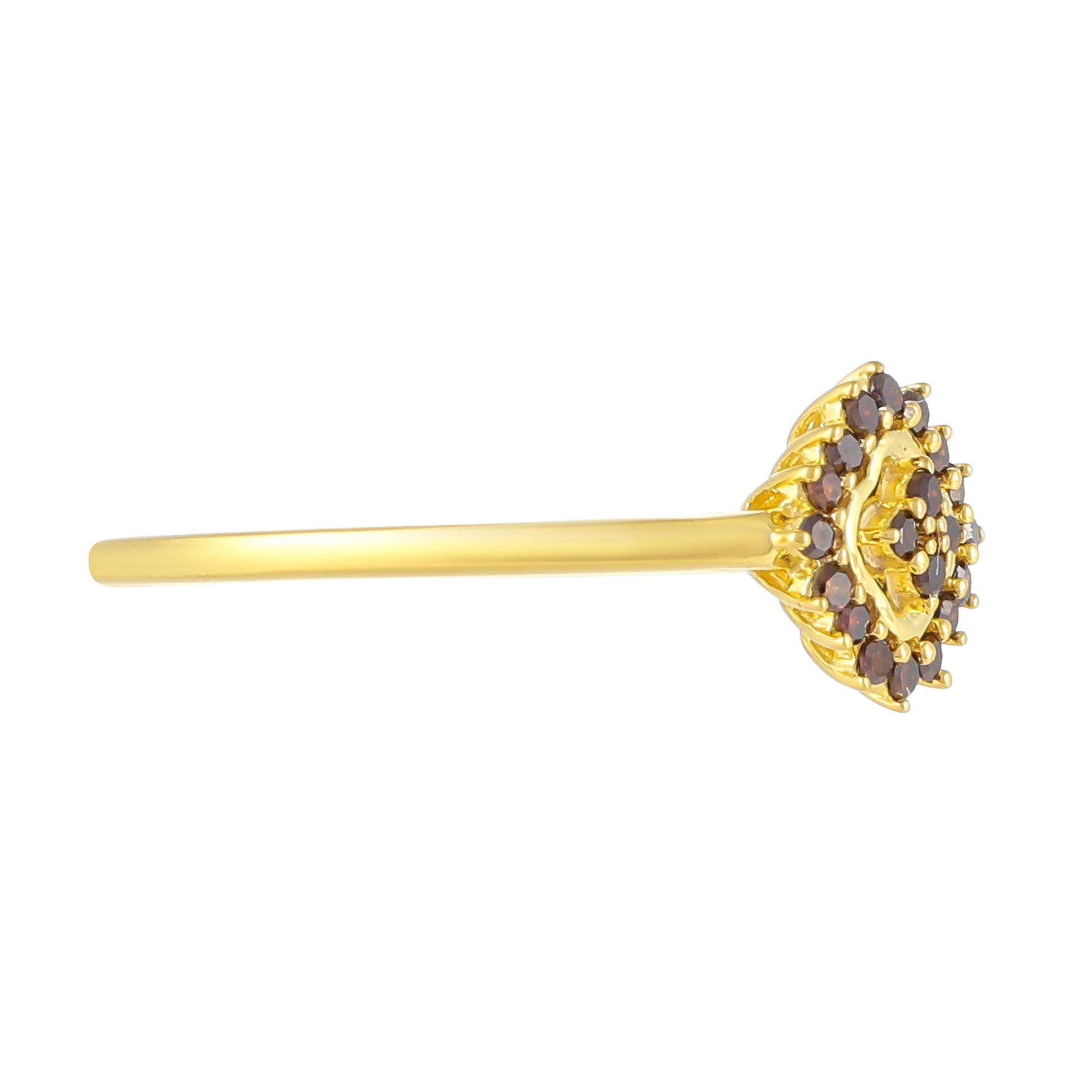 Anillo de Plata Bañada en Oro con Diamante Rojo 2 