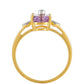 Anillo de Plata Bañada en Oro con Amatista Rosa y Zircón natural