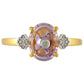 Anillo de Plata Bañada en Oro con Amatista Rosa y Zircón natural