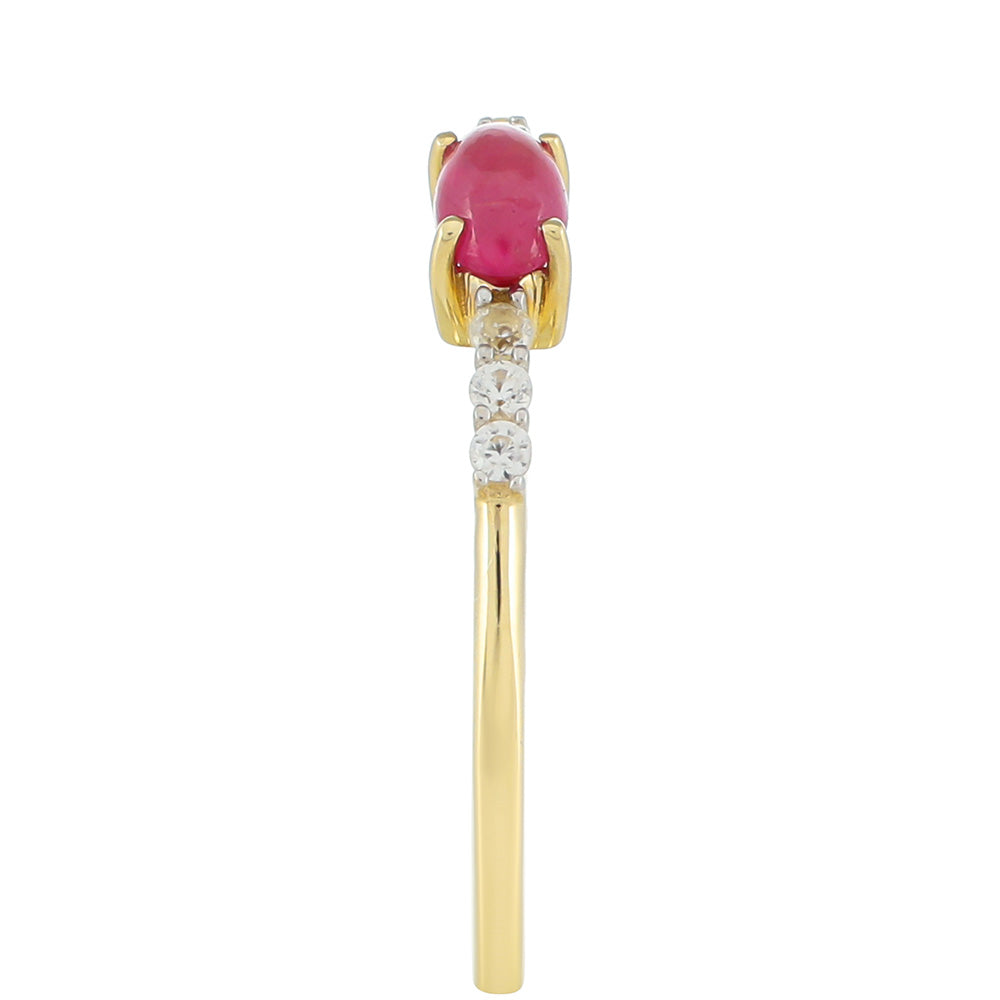 Anillo de Oro 9K con Rubí de Tailandia y Zircón natural