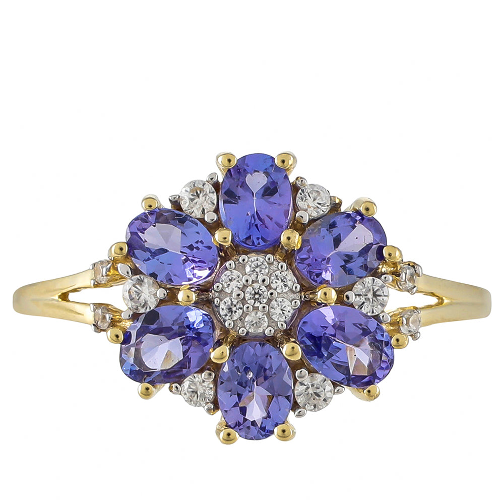 Anillo de Oro 9K con Tanzanita AAA y Zircón natural 1 