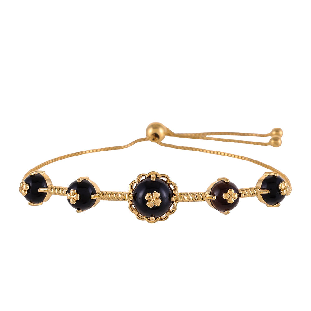 Pulsera de Plata Bañada en Oro con Ónix Negro 1 