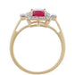 Anillo de Oro 9K con Rubí de Tailandia y Zircón natural