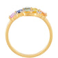 Anillo de Plata Bañada en Oro con Zafiro Arco Iris y Topacio Blanco