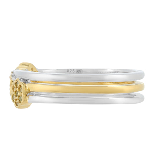 Conjunto de Plata Bañada en Oro con Diamante Verde Veronés ( Anillo )