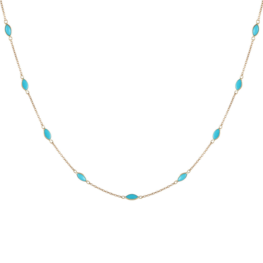 Collar de Oro 9K con Turquesa Bella Durmiente 1 