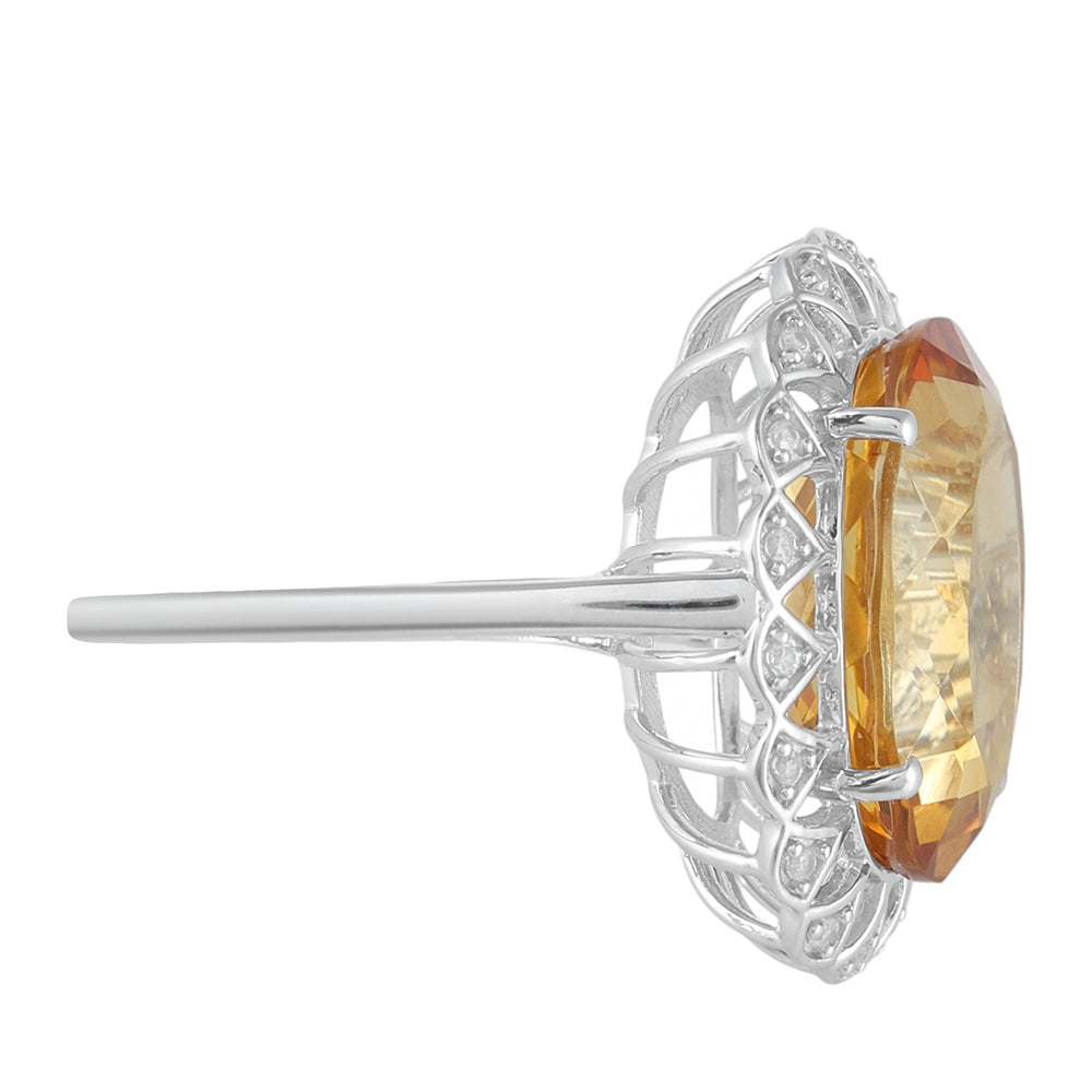 Anillo de Plata con Citrino y Zircón natural