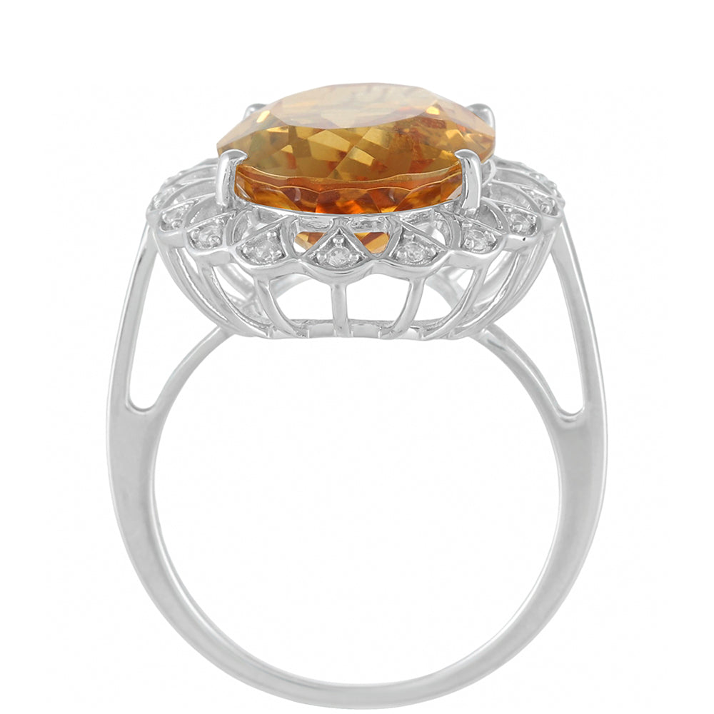 Anillo de Plata con Citrino y Zircón natural