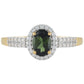 Anillo de Plata Bañada en Oro con Turmalina Verde y Zircón natural