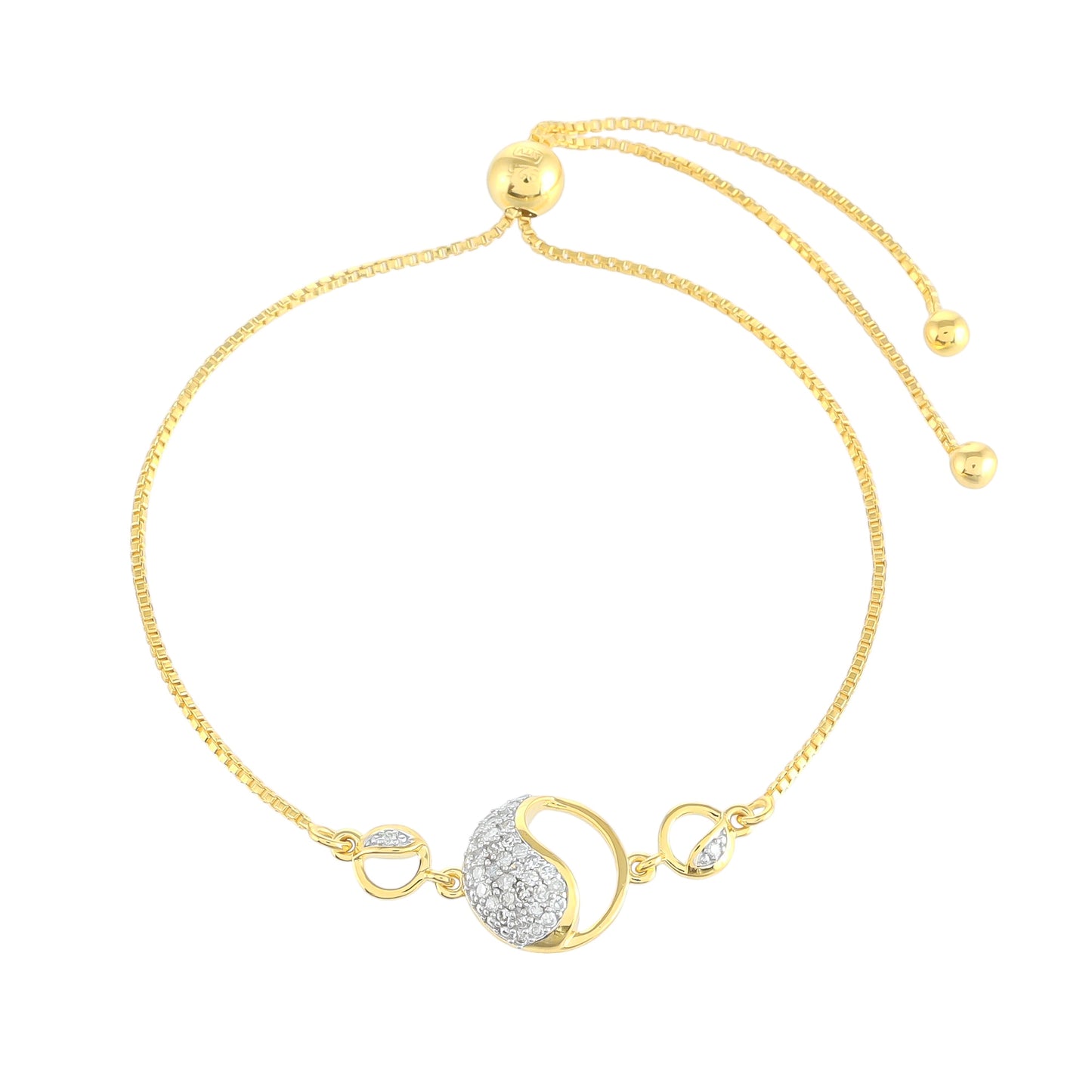 Pulsera de Plata Bañada en Oro con Diamante blanco