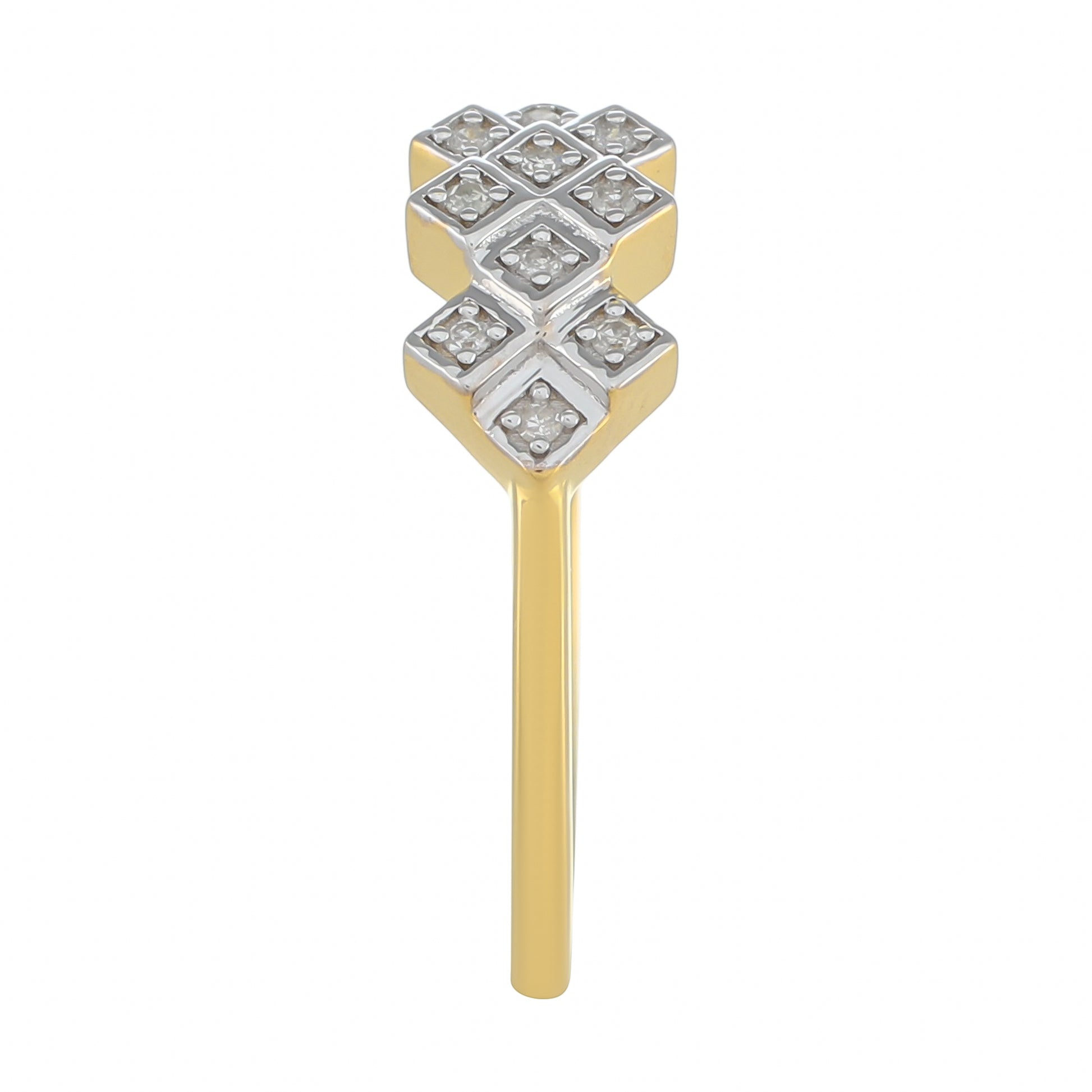 Anillo de Plata Bañada en Oro con Diamante blanco 3 