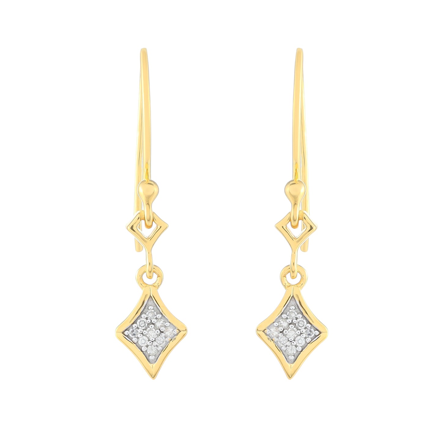 Pendientes de Plata Bañada en Oro con Diamante blanco