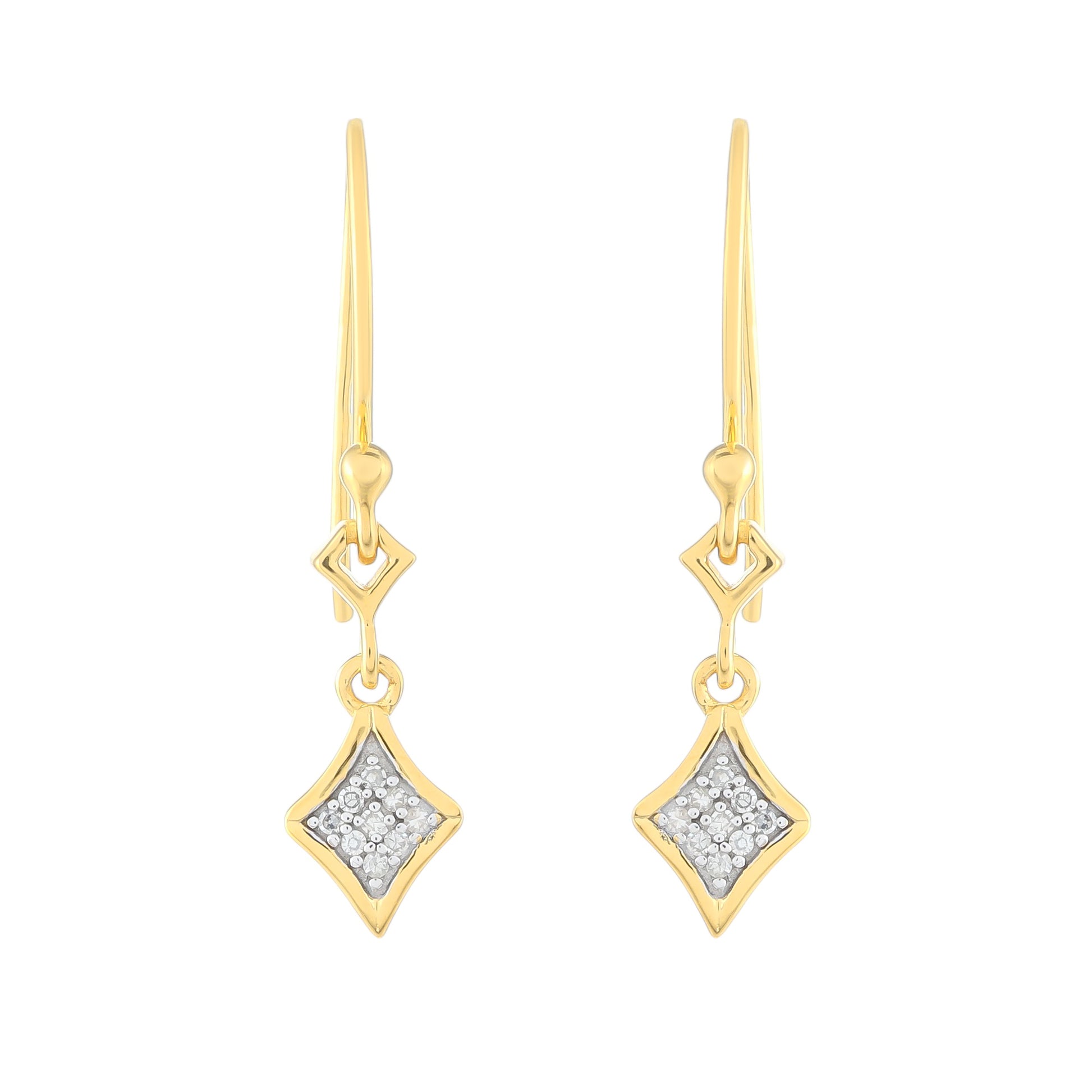 Pendientes de Plata Bañada en Oro con Diamante blanco 1 