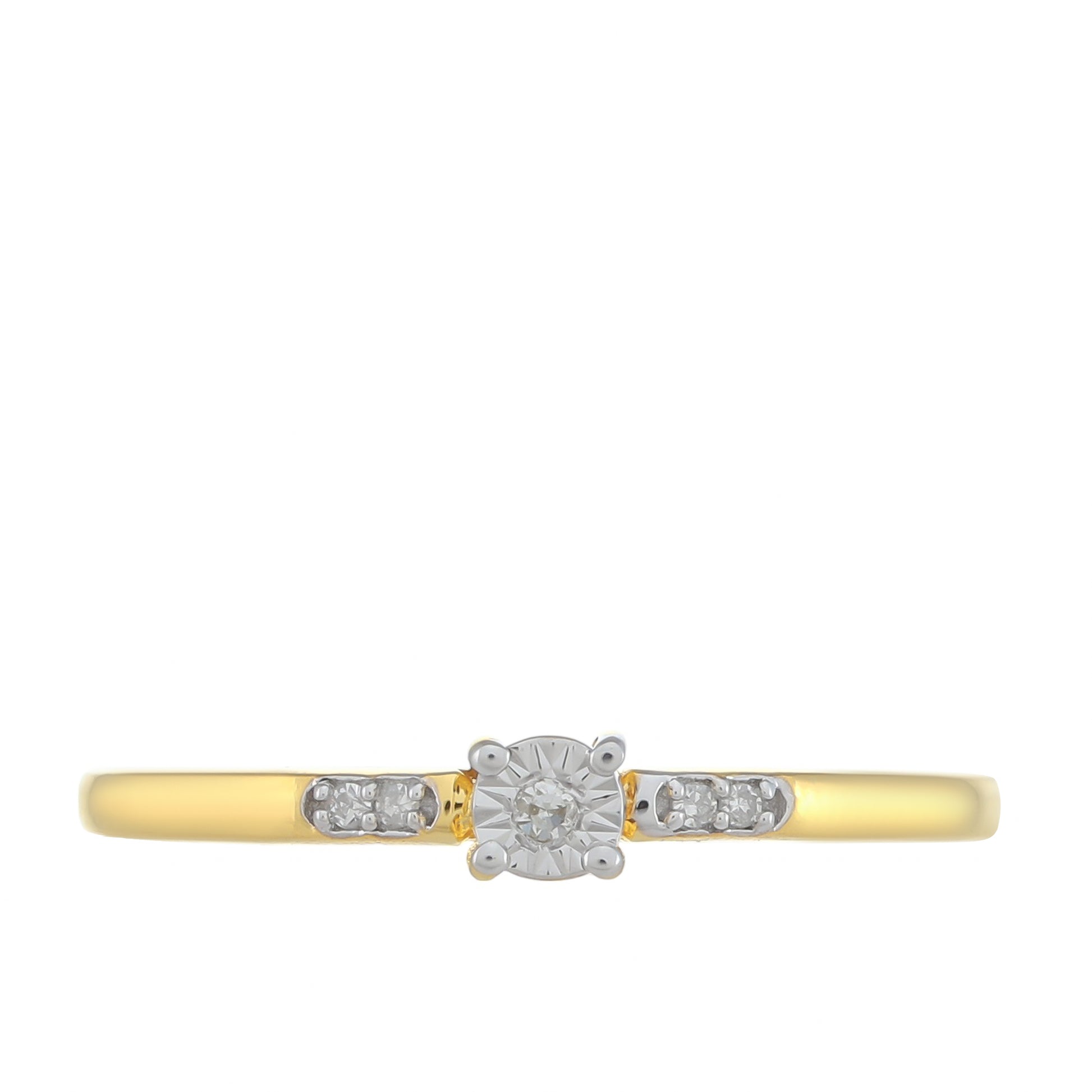 Anillo de Plata Bañada en Oro con Diamante blanco 1 