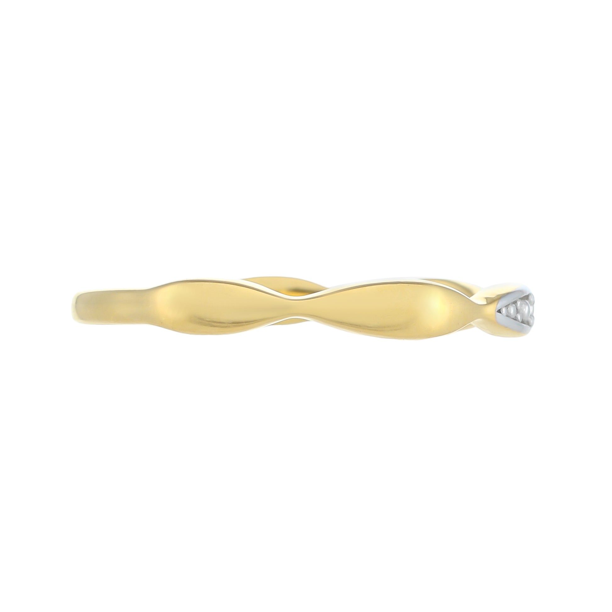 Anillo de Plata Bañada en Oro con Diamante blanco 2 