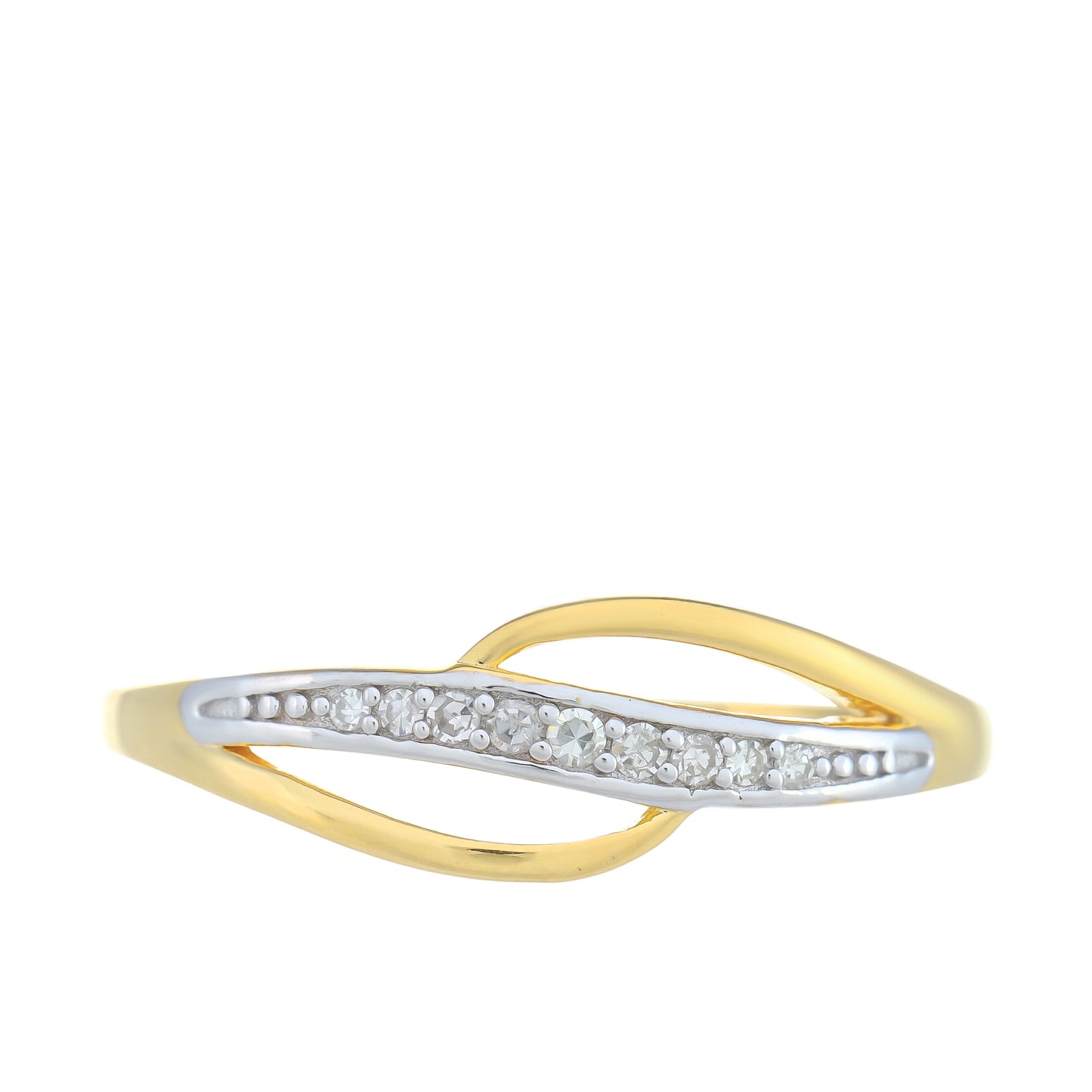 Anillo de Plata Bañada en Oro con Diamante blanco