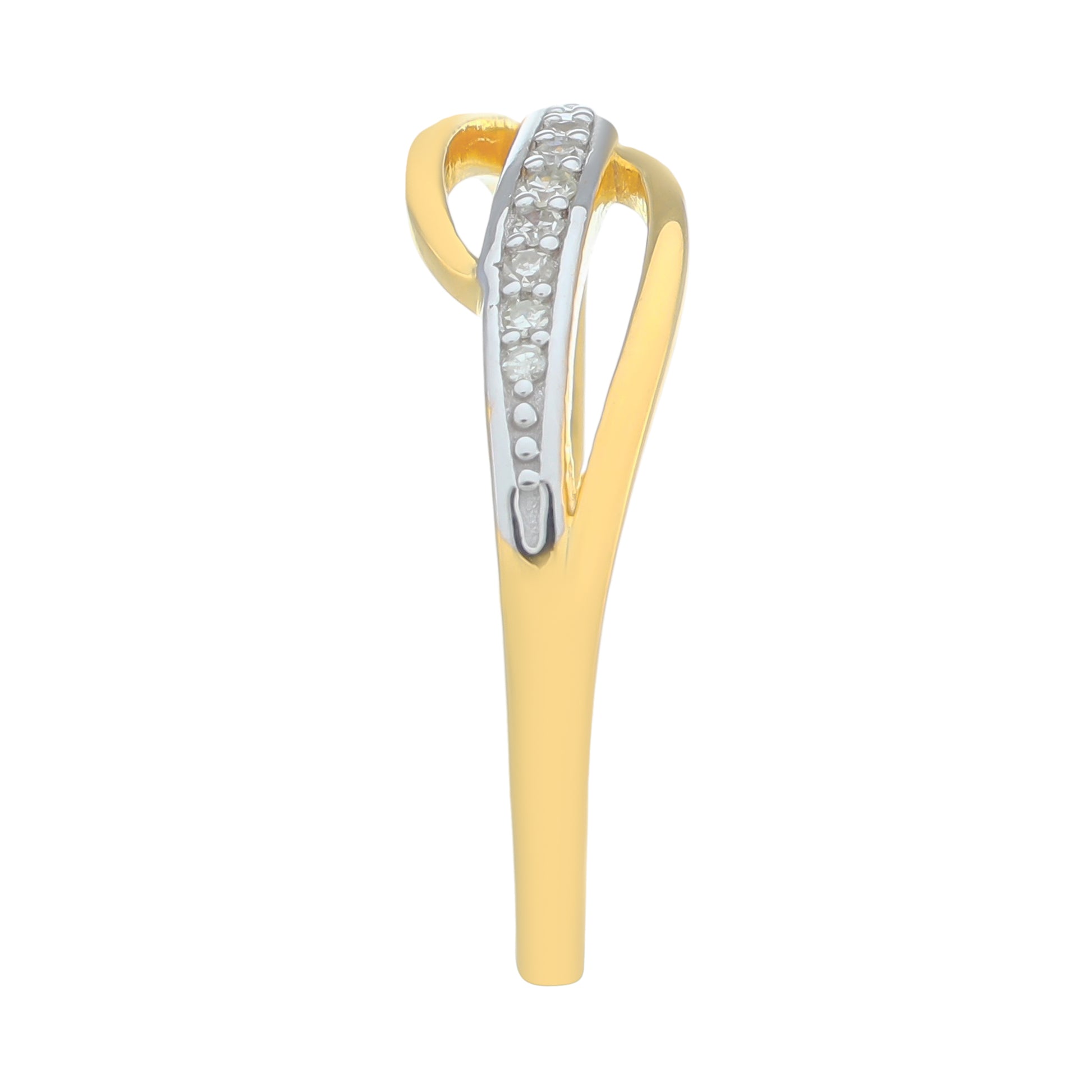 Anillo de Plata Bañada en Oro con Diamante blanco 2 