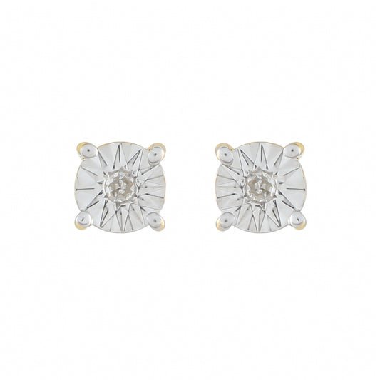 Pendientes de Plata Bañada en Oro con Diamante blanco